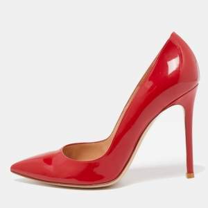 Pre Owned Gianvito Rossi Red Patent Leather Pointed Toe Pumps Size 38