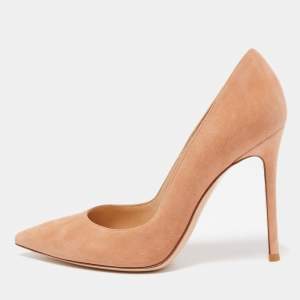 Pre Owned Gianvito Rossi Beige Suede Gianvito 105 Pumps Size 38