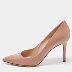 Pre Owned Gianvito Rossi Beige Leather Pointed Toe Pumps Size 37