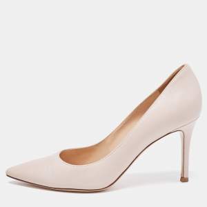 Pre Owned Gianvito Rossi Pink Leather Pointed Toe Pumps Size 37.5 