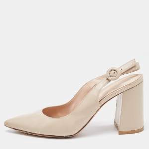 Gianvito Rossi Beige Leather Slingback Pumps Size 36.5