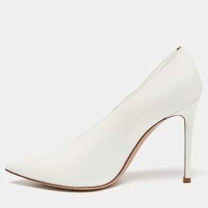 Pre Owned Gianvito Rossi White Patent Leather and PVC Deela Pointed Toe Pumps Size 37.5