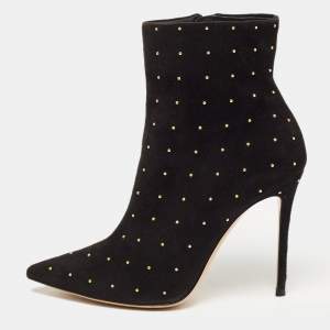 Gianvito Rossi  Black Suede Studded Ankle Boots Size 41
