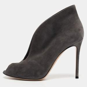 Pre Owned Gianvito Rossi Grey Suede Vamp Boots Size 40.5