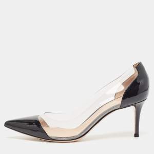 Pre Owned Gianvito Rossi Black Patent Leather and PVC Plexi Pumps Size 40.5 