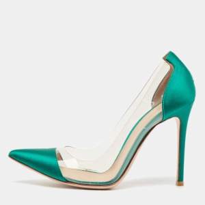 Gianvito Rossi Green Satin and PVC Plexi Pumps Size 38