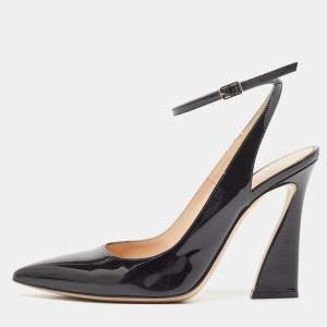 Pre Owned Gianvito Rossi Black Patent Leather Aura Pumps Size 39