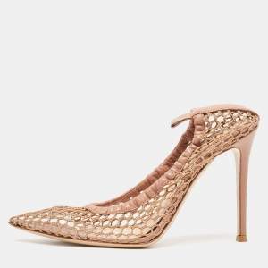 Pre Owned Gianvito Rossi Pink Mesh and Leather Alisia Pumps Size 39  