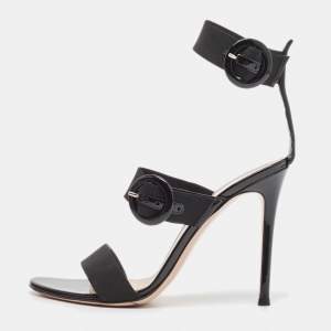 Gianvito Rossi Black Elastic Rya Ankle Strap Sandals Size 38