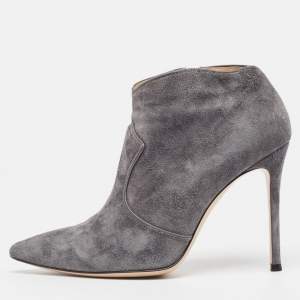 Gianvito Rossi Grey Suede Ankle Boots Size 37.5