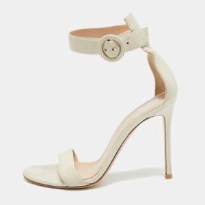 Pre Owned Gianvito Rossi Cream Leather Ankle Strap Sandals Size 36