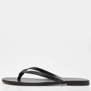 Pre Owned Gianvito Rossi Black Leather Thong Flats Slides Size 36