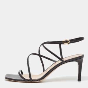 Pre Owned Gianvito Rossi Black Leather Strappy Sandals Size 39
