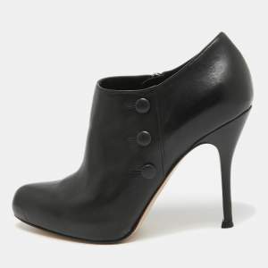 Gianvito Rossi Black Leather Ankle Booties Size 36.5