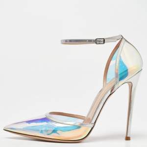 Pre Owned Gianvito Rossi Multicolor PVC and Leather Hologram Pointed Toe Ankle Strap Pumps Size 42