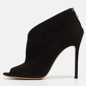 Gianvito Rossi Black Suede Vamp Booties Size 39  