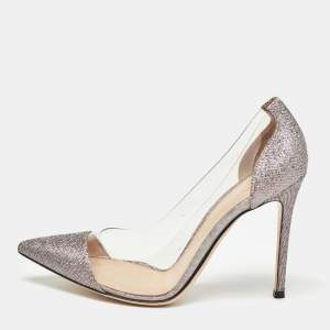 Pre Owned Gianvito Rossi Metallic Leather and PVC Plexi  Pumps Size 38.5