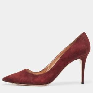 Pre Owned Gianvito Rossi Burgundy Suede Gianvito 105 Pumps Size 40