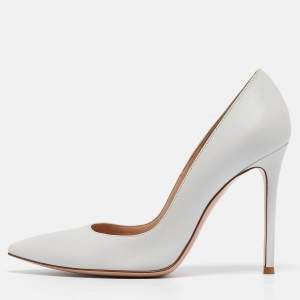 Gianvito Rossi White Leather Pointed Toe Pumps Size 38