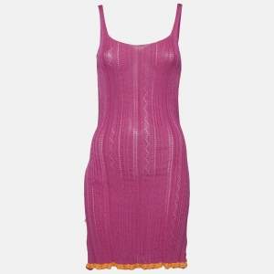 Pre Owned Gimaguas Pink Patterned Knit Sleeveless Mini Dress S