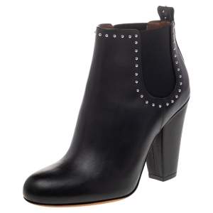 Pre Owned Givenchy Black Studded Leather Ankle Booties Size 36