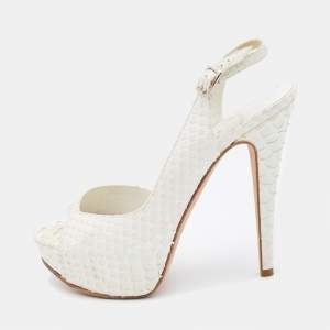 Gina White Python D'orsay Slingback Sandals Size 37