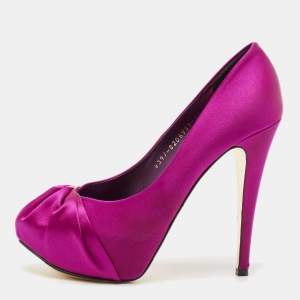Gina Purple Satin Claire Platform Pumps Size 38.5