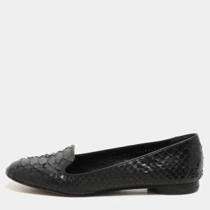 Gina Black Python Ballet Flats Size 37