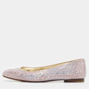 Gina Purple Satin Crystal Embellished Ballet Flats Size 39.5