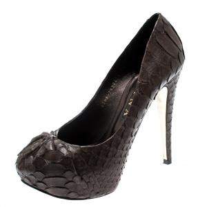 Gina Brown Python Leather Elle Platform Pumps Size 40.5