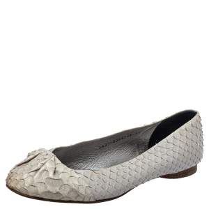 Pre Owned Gina Grey Python Leather Ballet Elle Flats Size 38.5