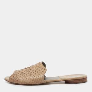 Gina Brown Python Leather Cordelia Flat Slides Size 37