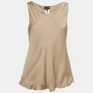 Giorgio Armani Beige Satin Silk Sleeveless Top M