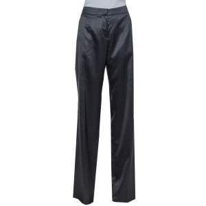 Giorgio Armani Dark Grey Wool & Silk Straight Leg Trousers M