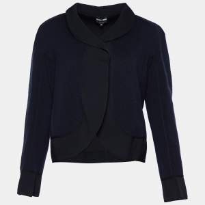 Pre Owned Giorgio Armani Navy Blue Wool Knit Jacket M