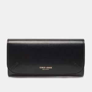 Giorgio Armani Black Leather Continental Wallet