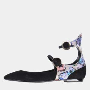Giorgio Armani Satin and Suede Button Closure Ballet Flats Size 36