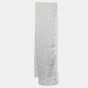 Giorgio Armani Grey Stripe Pattern Silk Blend Stole