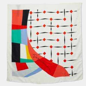 Giorgio Armani Ivory Printed Silk Scarf