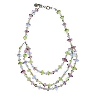 مملوكة مسبقًا Giorgio Armani Multicolor Glass Beaded Multi Strand Necklace