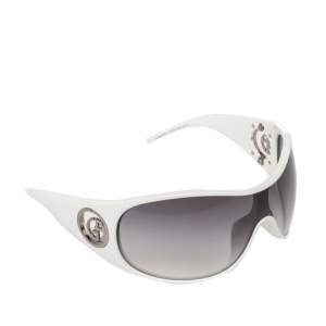 Pre Owned Giorgio Armani Silver/White GA340/S Shield Sunglasses