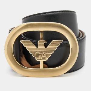 Giorgio Armani Black Leather Belt 95CM