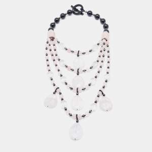 Giorgio Armani Multicolour Glass Beads & Quartz Multi Strand Necklace