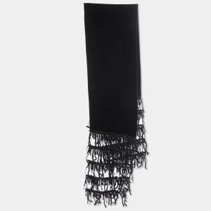 Giorgio Armani Black Velvet Sequin Fringed Stole