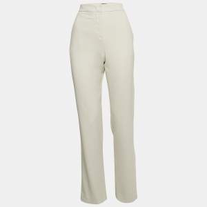 Giorgio Armani Cream Stretch Crepe High-Rise Trousers M