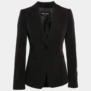 Giorgio Armani Black Gabardine Single Breasted Blazer S