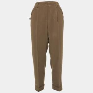Giorgio Armani Brown Crepe Pleated Trousers M