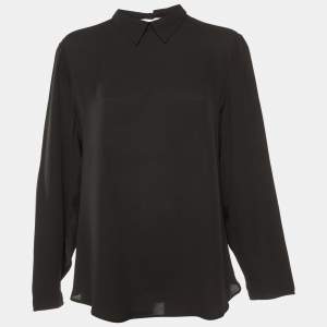 Giorgio Armani Black Silk Long Sleeve Blouse L 