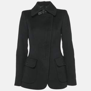 Giorgio Armani Black Cashmere Zip-Up Jacket S