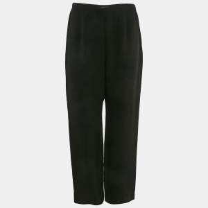 Giorgio Armani Black Silk Straight Leg Trousers M